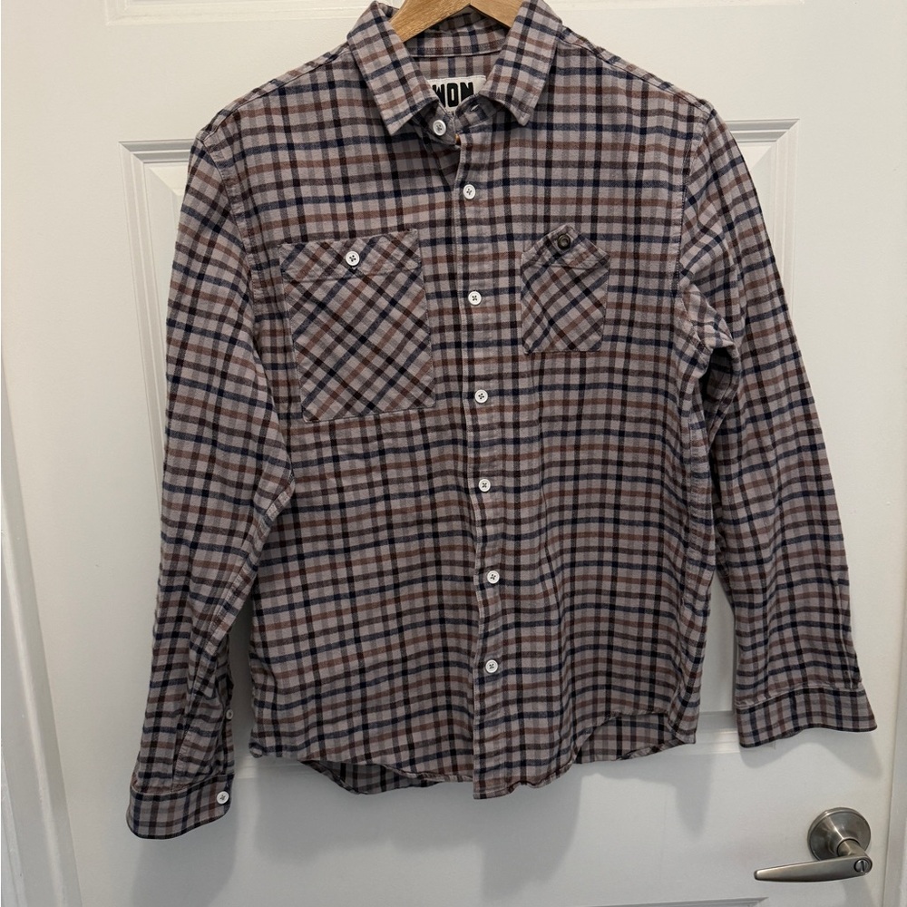 WON Woolf Men's Plaid Shirt in Brown and Black